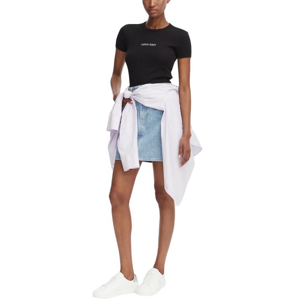 CALVIN KLEIN JEANS BRANDED MINI SKIRT FRESH WATER ΦΟΥΣΤΑ ΓΥΝΑΙΚΕΙΑ BLUΕ DENIM