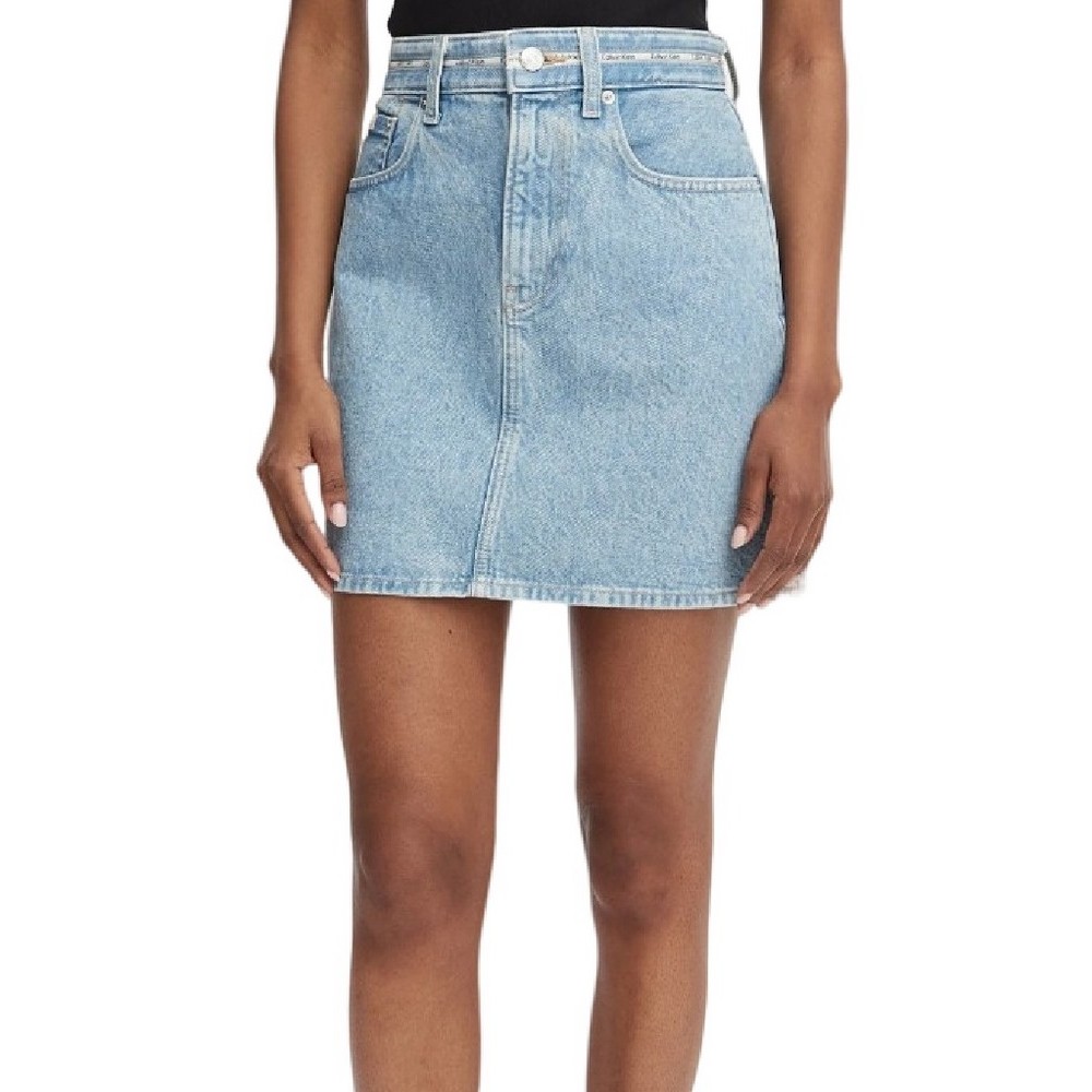 CALVIN KLEIN JEANS BRANDED MINI SKIRT FRESH WATER ΦΟΥΣΤΑ ΓΥΝΑΙΚΕΙΑ BLUΕ DENIM