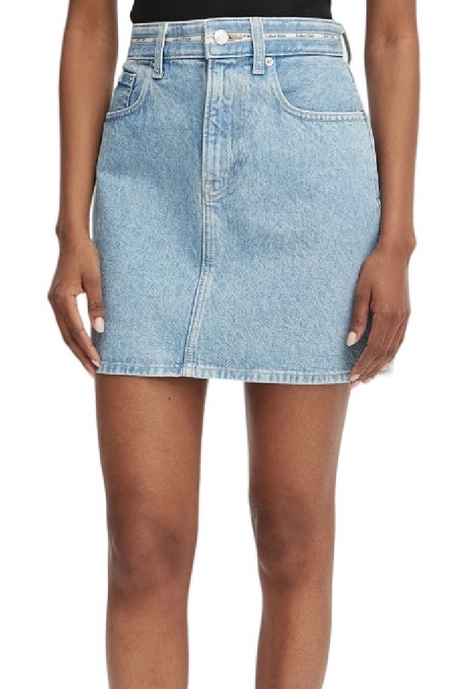 CALVIN KLEIN JEANS BRANDED MINI SKIRT FRESH WATER ΦΟΥΣΤΑ ΓΥΝΑΙΚΕΙΑ BLUΕ DENIM