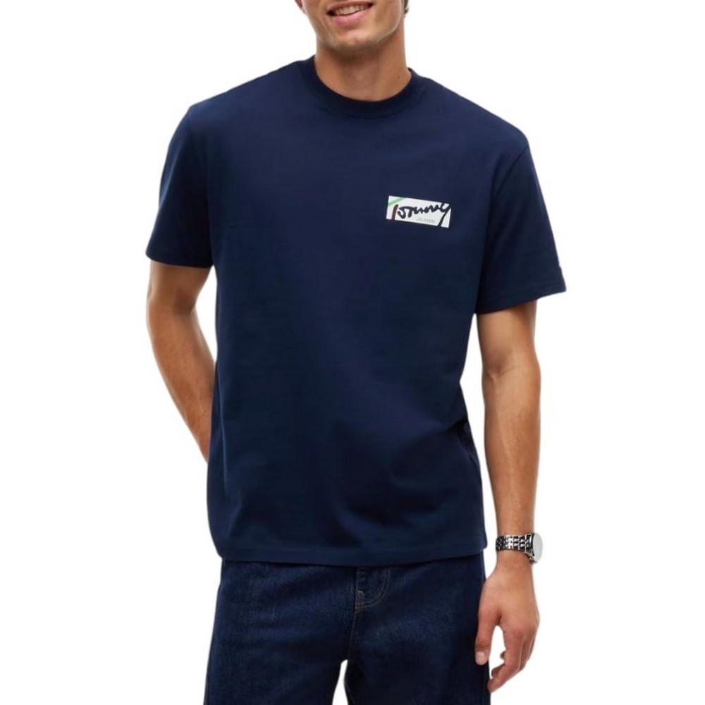 TOMMY JEANS RLX SIGNATURE T-SHIRT ΜΠΛΟΥΖΑ ΑΝΔΡΙΚΗ NAVY
