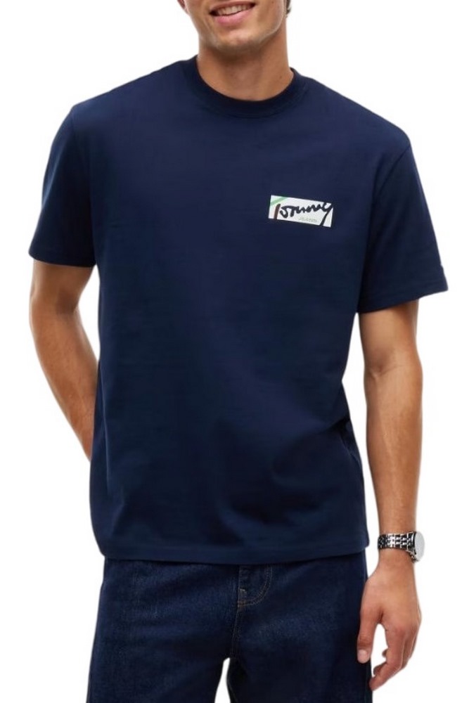 TOMMY JEANS RLX SIGNATURE T-SHIRT ΜΠΛΟΥΖΑ ΑΝΔΡΙΚΗ NAVY