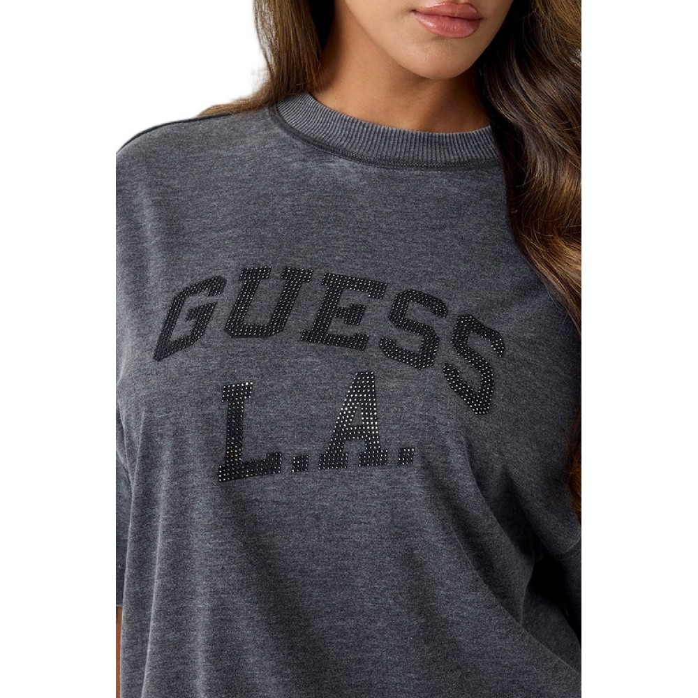 GUESS CN BURNOUT OVERSIZE T-SHIRT ΜΠΛΟΥΖΑ ΓΥΝΑΙΚΕΙΑ WASHED GREY