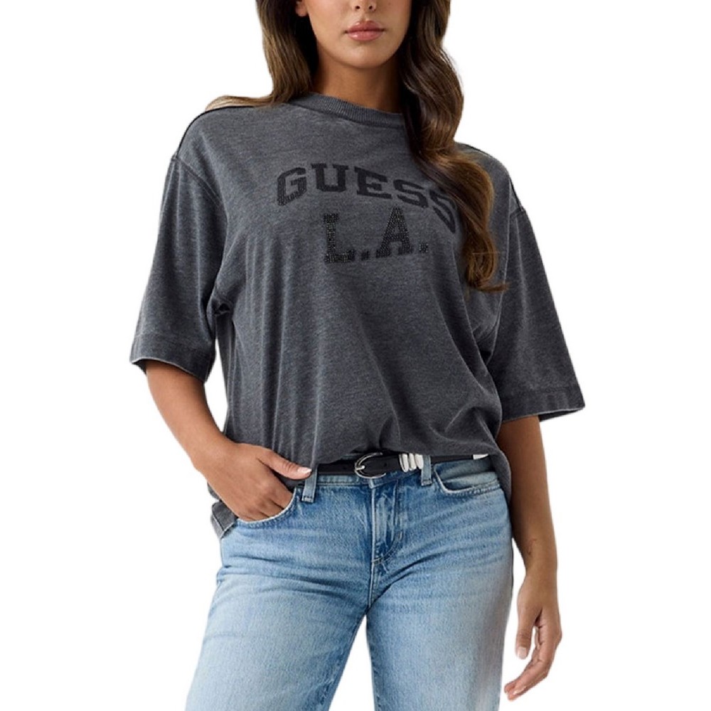 GUESS CN BURNOUT OVERSIZE T-SHIRT ΜΠΛΟΥΖΑ ΓΥΝΑΙΚΕΙΑ WASHED GREY