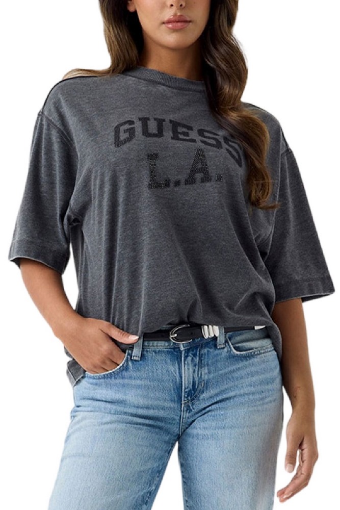 GUESS CN BURNOUT OVERSIZE T-SHIRT ΜΠΛΟΥΖΑ ΓΥΝΑΙΚΕΙΑ WASHED GREY