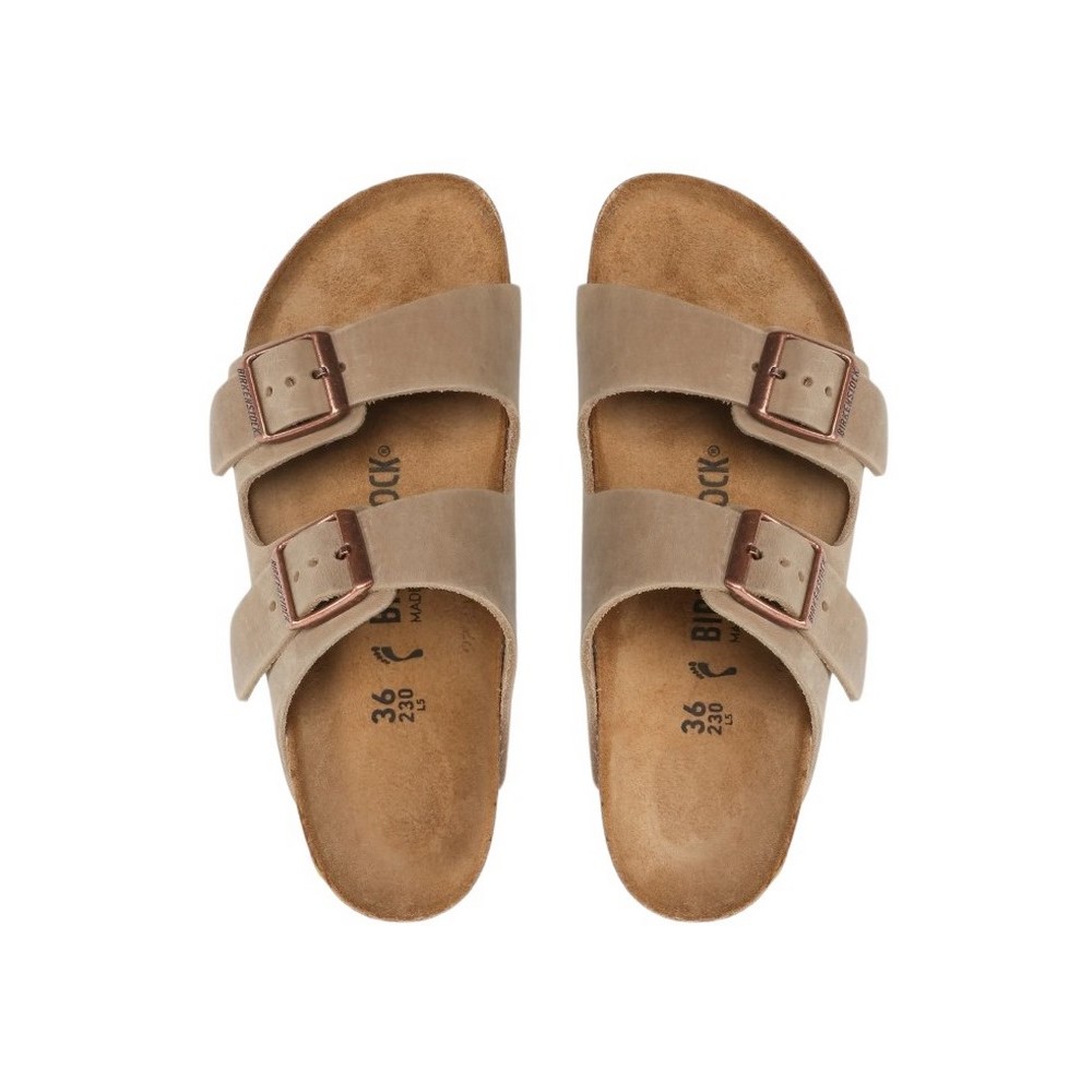 BIRKENSTOCK LEATHER ARIZONA BIG BUCKLE LENB NARROW SEASONAL ΠΑΝΤΟΦΛΑ ΓΥΝΑΙΚΕΙΑ SAND
