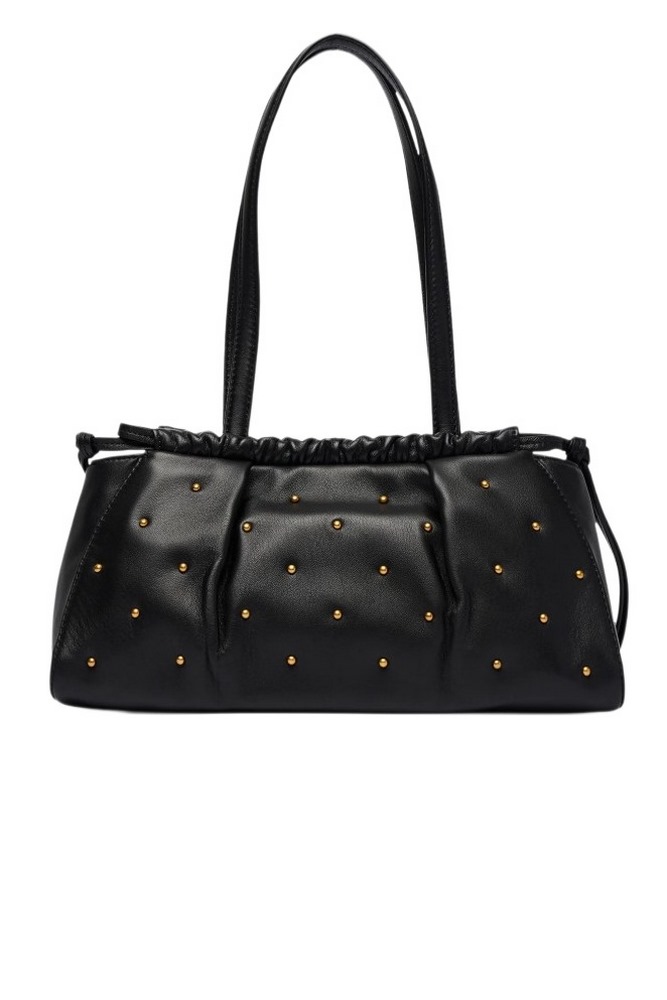 TOMMY HILFIGER SOFT LEATHER SHOULDER BAG STUDS ΤΣΑΝΤΑ ΓΥΝΑΙΚΕΙΑ BLACK