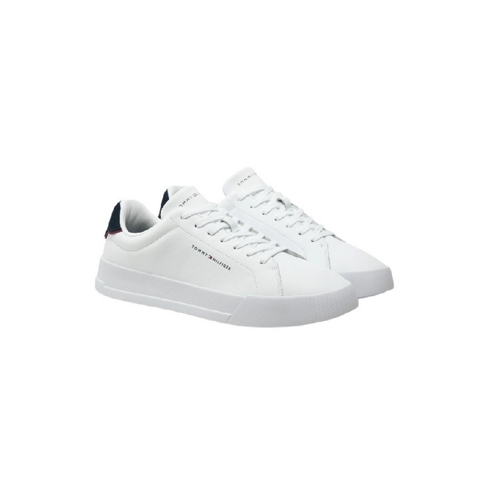 TOMMY HILFIGER COURT LTH DETAIL ESS ΠΑΠΟΥΤΣΙ ΑΝΔΡΙΚΟ WHITE/BLUE