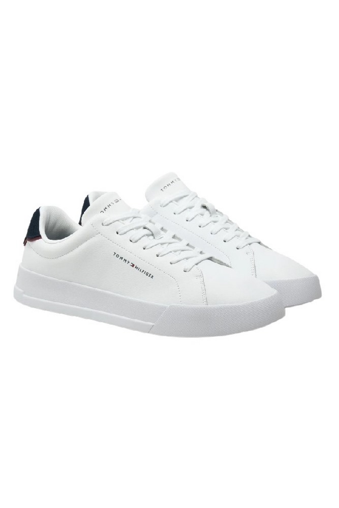 TOMMY HILFIGER COURT LTH DETAIL ESS ΠΑΠΟΥΤΣΙ ΑΝΔΡΙΚΟ WHITE/BLUE