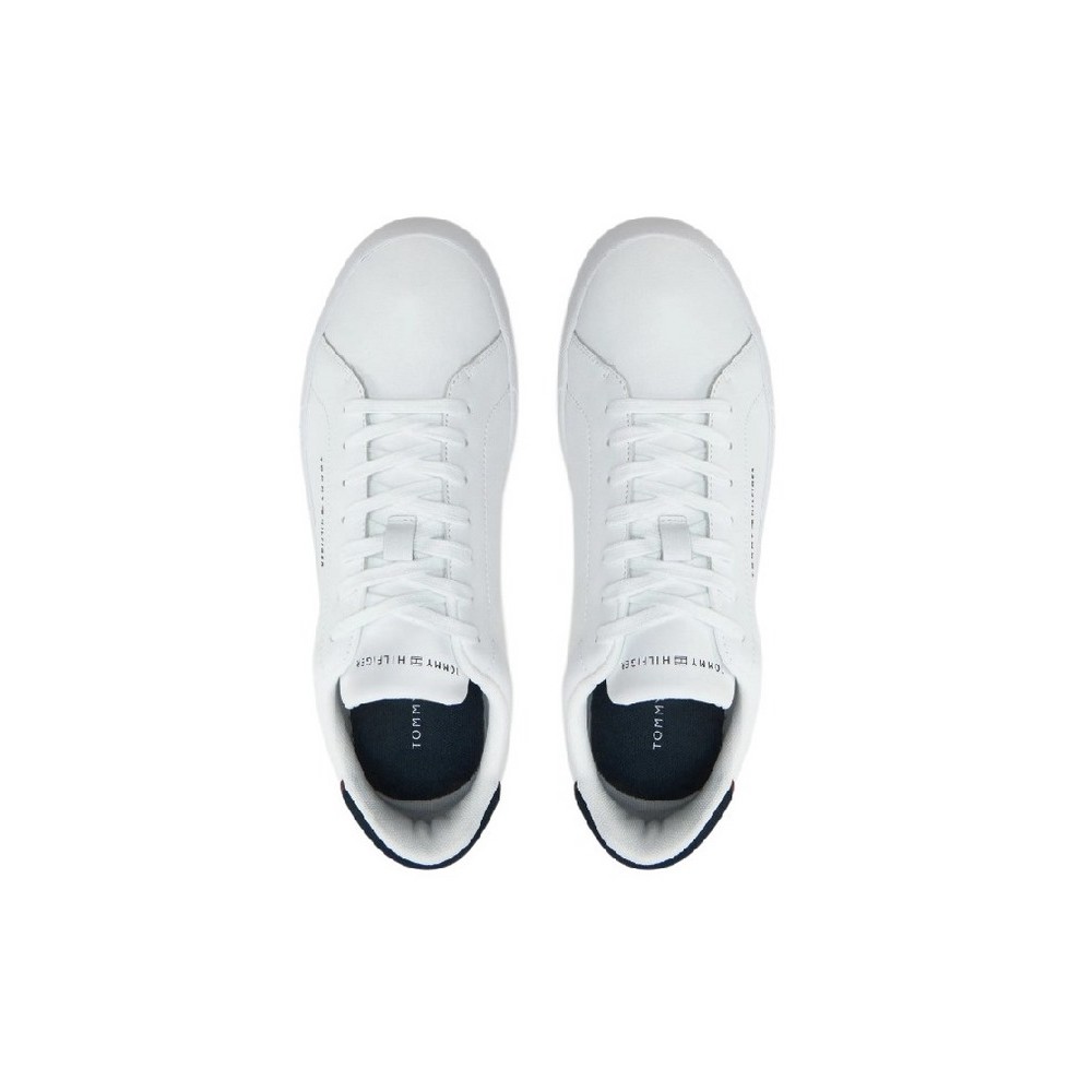 TOMMY HILFIGER COURT LTH DETAIL ESS ΠΑΠΟΥΤΣΙ ΑΝΔΡΙΚΟ WHITE/BLUE