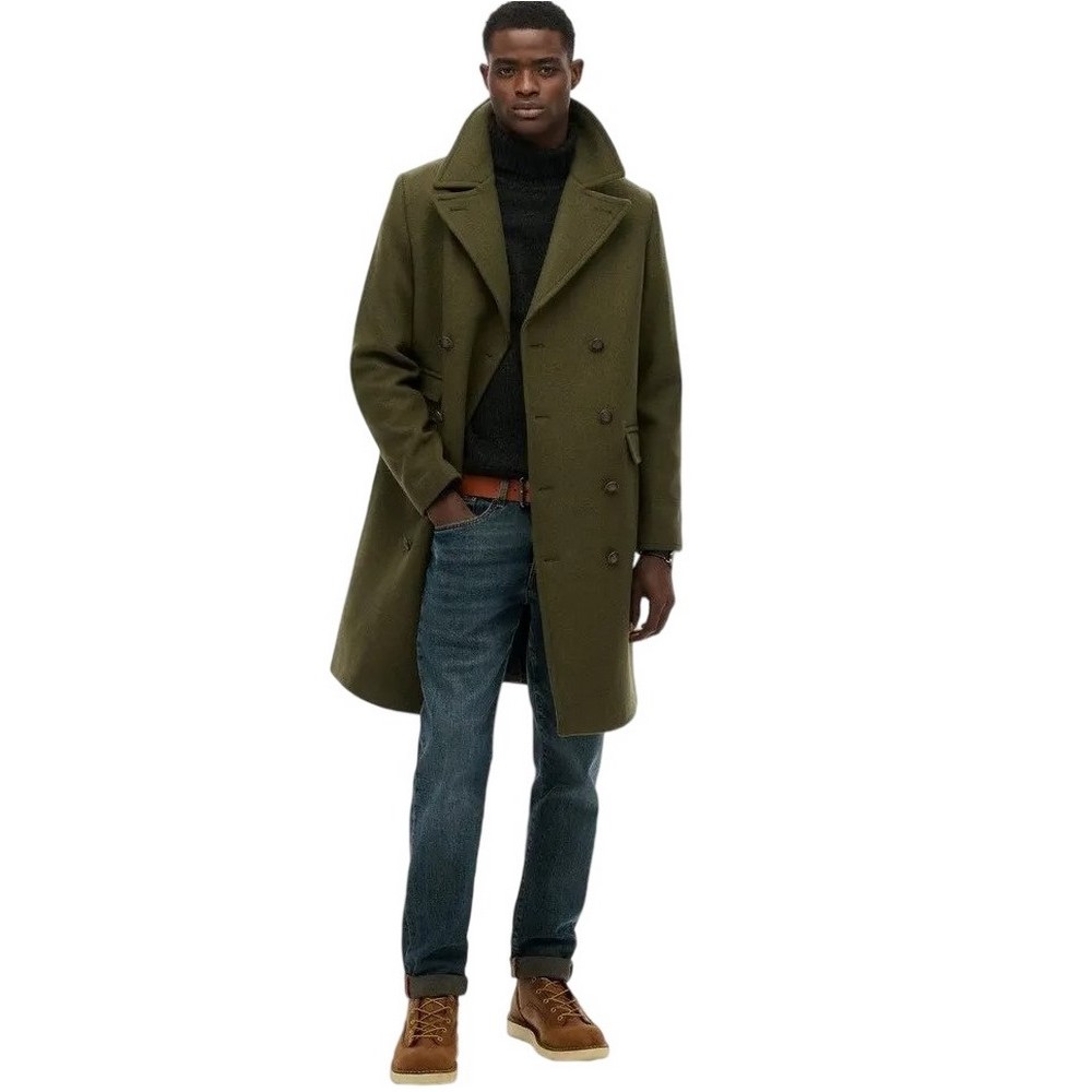 SUPERDRY MERCHANT WOOL BLEND LONG COAT ΠΑΛΤΟ ΑΝΔΡΙΚΟ KHAKI