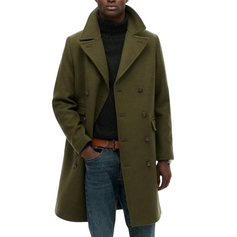 SUPERDRY MERCHANT WOOL BLEND LONG COAT ΠΑΛΤΟ ΑΝΔΡΙΚΟ KHAKI