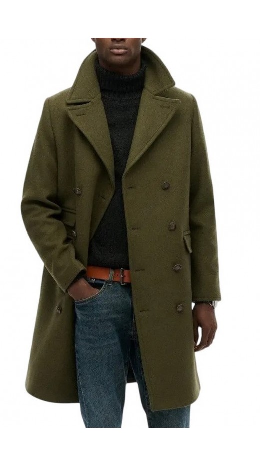 SUPERDRY MERCHANT WOOL BLEND LONG COAT ΠΑΛΤΟ ΑΝΔΡΙΚΟ KHAKI