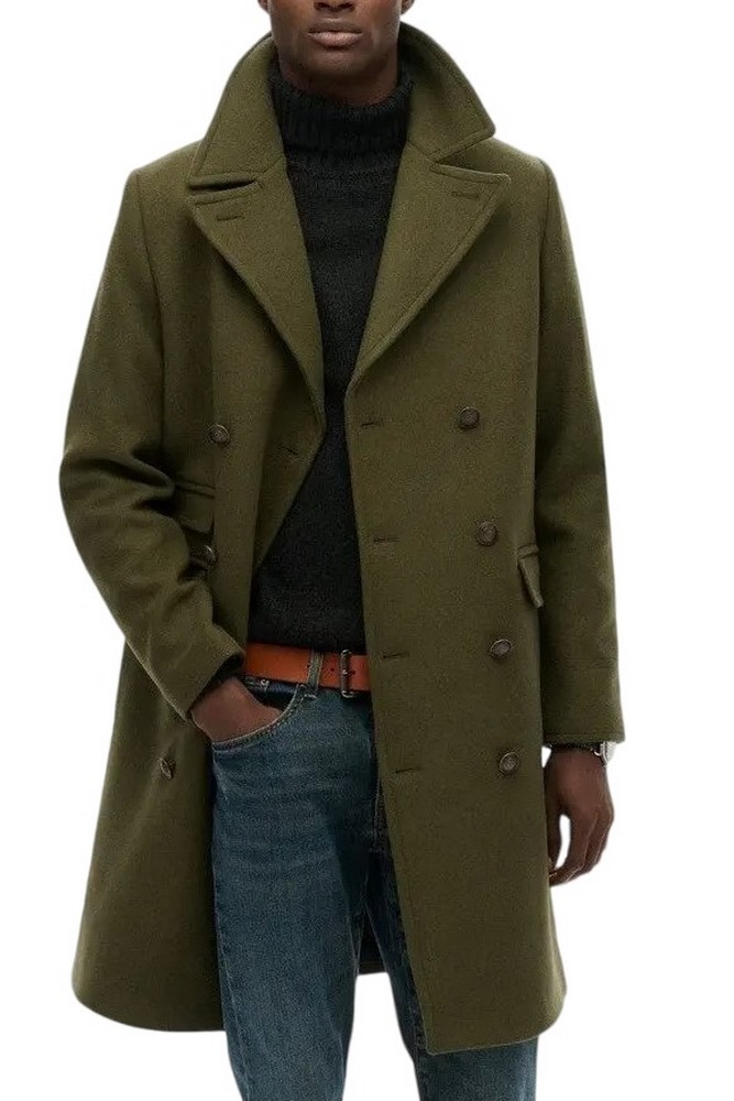 SUPERDRY MERCHANT WOOL BLEND LONG COAT ΠΑΛΤΟ ΑΝΔΡΙΚΟ KHAKI