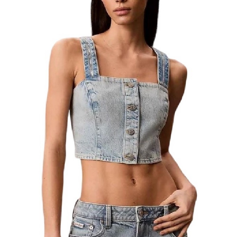 CALVIN KLEIN JEANS DENIM TRUCKER TANK FRESH WATER ΤΟΠ ΓΥΝΑΙΚΕΙΟ BLUΕ DENIM