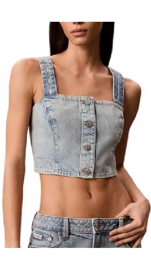 CALVIN KLEIN JEANS DENIM TRUCKER TANK FRESH WATER ΤΟΠ ΓΥΝΑΙΚΕΙΟ BLUΕ DENIM