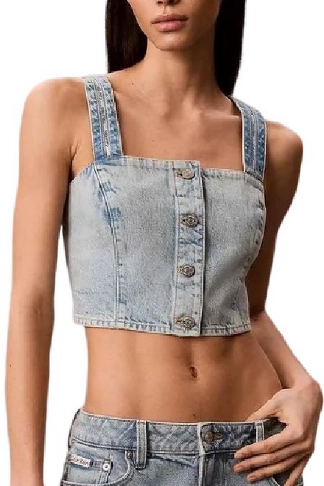 CALVIN KLEIN JEANS DENIM TRUCKER TANK FRESH WATER ΤΟΠ ΓΥΝΑΙΚΕΙΟ BLUΕ DENIM