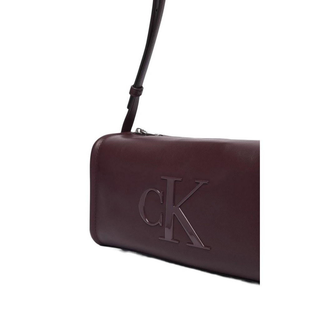CALVIN KLEIN BOLD CK SLOUCHY SHOULDER BAG ΤΣΑΝΤΑ ΓΥΝΑΙΚΕΙΑ BORDEAUX
