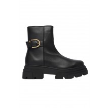 TOMMY HILFIGER LEATHER CHUNKY TH BUCKLED BOOT ΠΑΠΟΥΤΣΙ ΓΥΝΑΙΚΕΙΟ BLACK