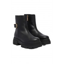 TOMMY HILFIGER LEATHER CHUNKY TH BUCKLED BOOT ΠΑΠΟΥΤΣΙ ΓΥΝΑΙΚΕΙΟ BLACK