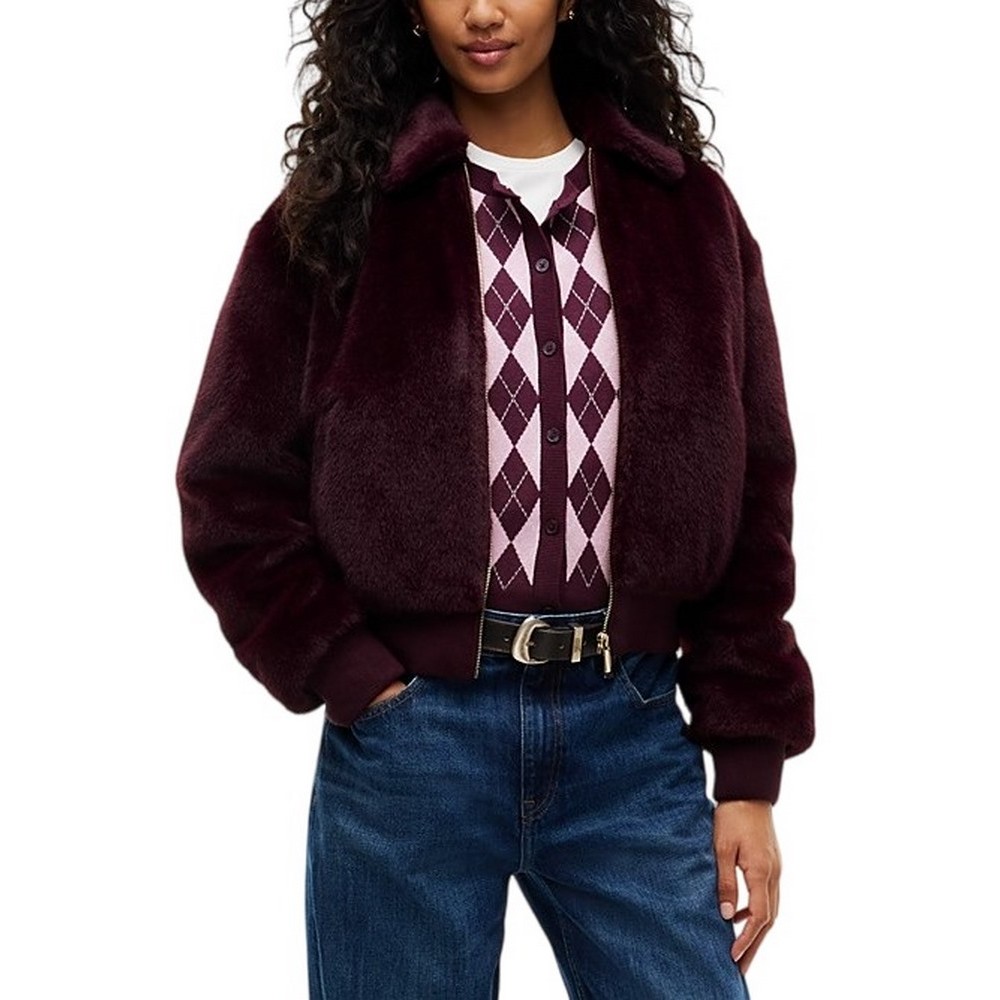 TOMMY JEANS FAUX FUR JACKET EXT ΜΠΟΥΦΑΝ ΓΥΝΑΙΚΕΙΟ BERRY
