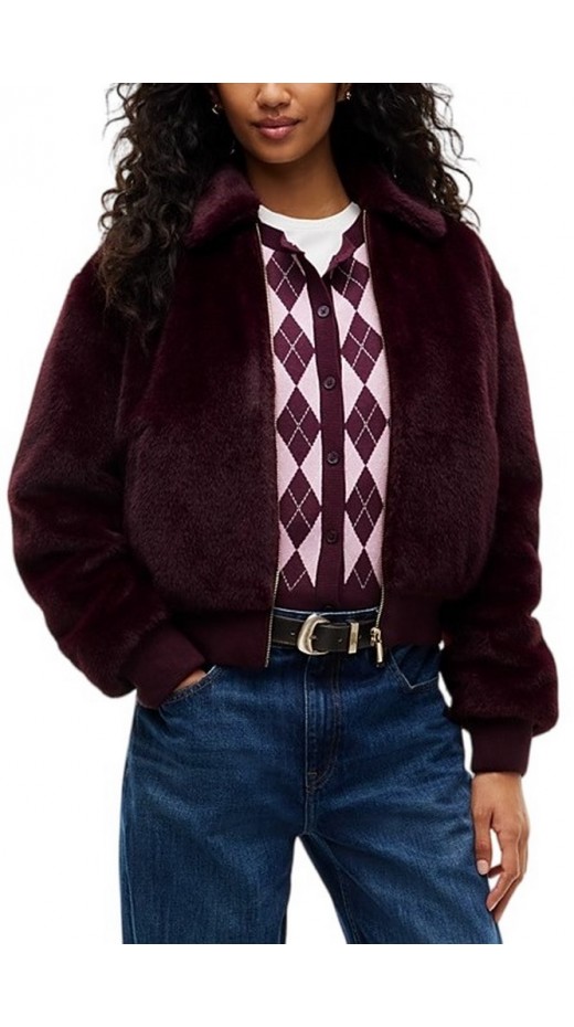 TOMMY JEANS FAUX FUR JACKET EXT ΜΠΟΥΦΑΝ ΓΥΝΑΙΚΕΙΟ BERRY