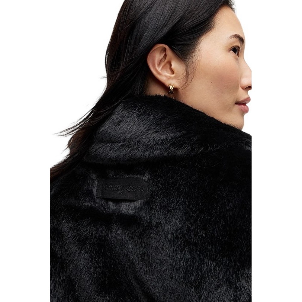 TOMMY JEANS FAUX FUR JACKET EXT ΜΠΟΥΦΑΝ ΓΥΝΑΙΚΕΙΟ BLACK