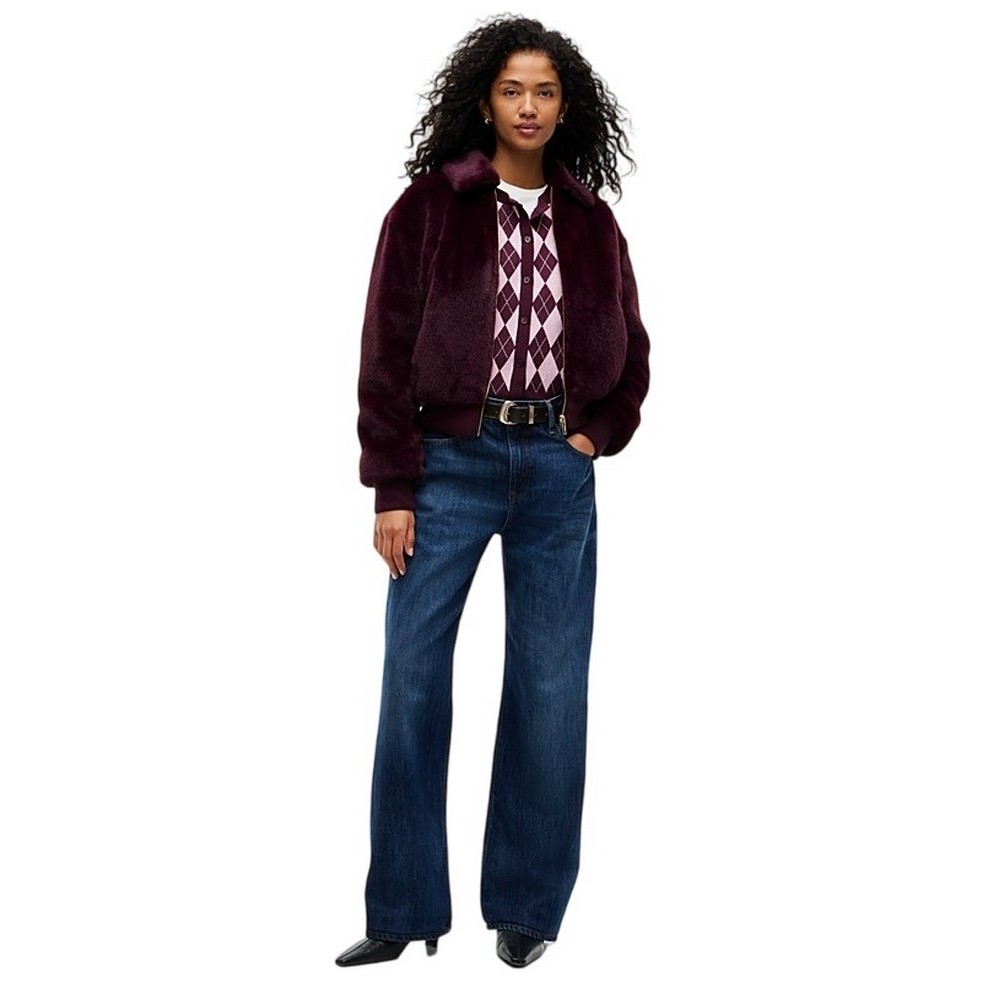 TOMMY JEANS FAUX FUR JACKET EXT ΜΠΟΥΦΑΝ ΓΥΝΑΙΚΕΙΟ BERRY