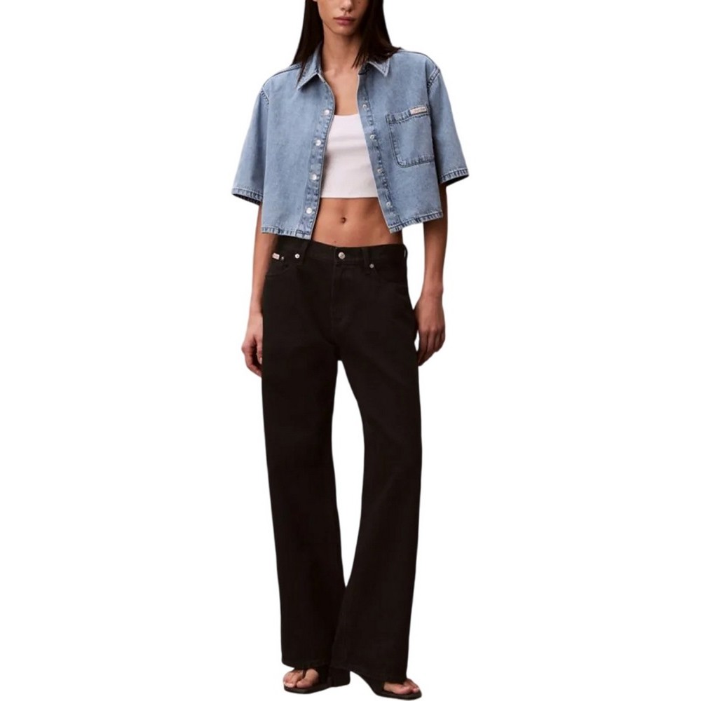 CALVIN KLEIN JEANS BOXY CROPPED DENIM SHIRT VINTAGE ΤΖΙΝ ΠΟΥΚΑΜΙΣΟ ΓΥΝΑΙΚΕΙΟ LIGHT DENIM