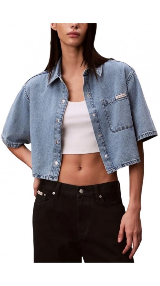 CALVIN KLEIN JEANS BOXY CROPPED DENIM SHIRT VINTAGE ΤΖΙΝ ΠΟΥΚΑΜΙΣΟ ΓΥΝΑΙΚΕΙΟ LIGHT DENIM