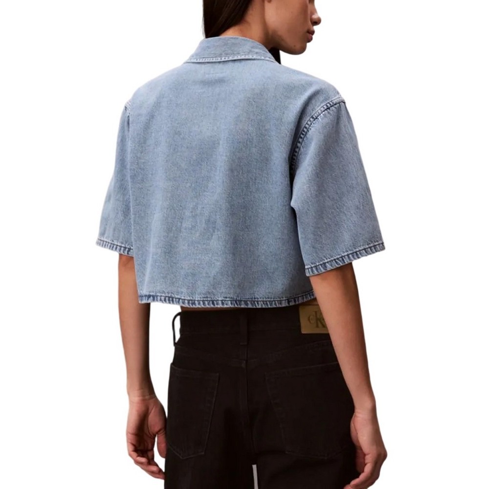 CALVIN KLEIN JEANS BOXY CROPPED DENIM SHIRT VINTAGE ΤΖΙΝ ΠΟΥΚΑΜΙΣΟ ΓΥΝΑΙΚΕΙΟ LIGHT DENIM