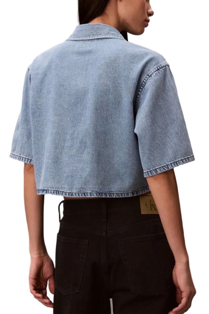 CALVIN KLEIN JEANS BOXY CROPPED DENIM SHIRT VINTAGE ΤΖΙΝ ΠΟΥΚΑΜΙΣΟ ΓΥΝΑΙΚΕΙΟ LIGHT DENIM
