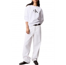 CALVIN KLEIN JEANS LS MONOLOGO FRENCH TERRY RLXD CN ΦΟΥΤΕΡ ΜΠΛΟΥΖΑ ΓΥΝΑΙΚΕΙΑ WHITE