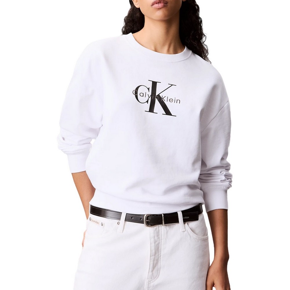 CALVIN KLEIN JEANS LS MONOLOGO FRENCH TERRY RLXD CN ΦΟΥΤΕΡ ΜΠΛΟΥΖΑ ΓΥΝΑΙΚΕΙΑ WHITE