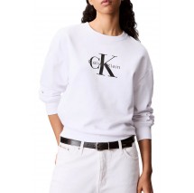 CALVIN KLEIN JEANS LS MONOLOGO FRENCH TERRY RLXD CN ΦΟΥΤΕΡ ΜΠΛΟΥΖΑ ΓΥΝΑΙΚΕΙΑ WHITE