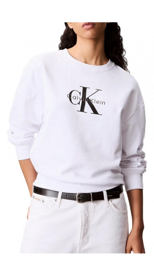 CALVIN KLEIN JEANS LS MONOLOGO FRENCH TERRY RLXD CN ΦΟΥΤΕΡ ΜΠΛΟΥΖΑ ΓΥΝΑΙΚΕΙΑ WHITE