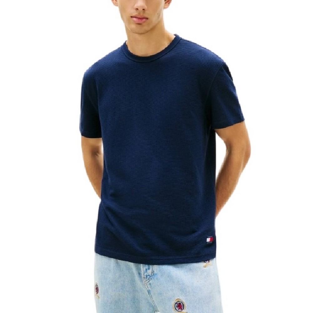 TOMMY JEANS REG WAFFLE TEE T-SHIRT ΜΠΛΟΥΖΑ ΑΝΔΡΙΚΗ NAVY