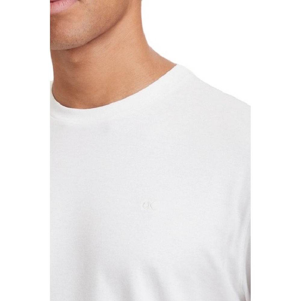 CALVIN KLEIN SUPIMA INTERLOCK SOLID CREWNECK ΜΠΛΟΥΖΑ ΜΑΚΡΥΜΑΝΙΚΗ ΑΝΔΡΙΚΗ BRIGHT WHITE