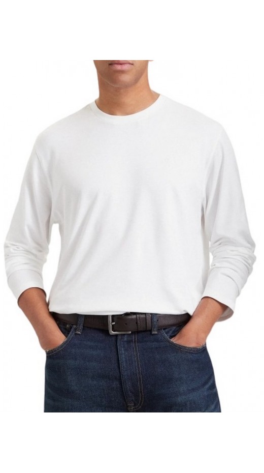CALVIN KLEIN SUPIMA INTERLOCK SOLID CREWNECK ΜΠΛΟΥΖΑ ΜΑΚΡΥΜΑΝΙΚΗ ΑΝΔΡΙΚΗ BRIGHT WHITE