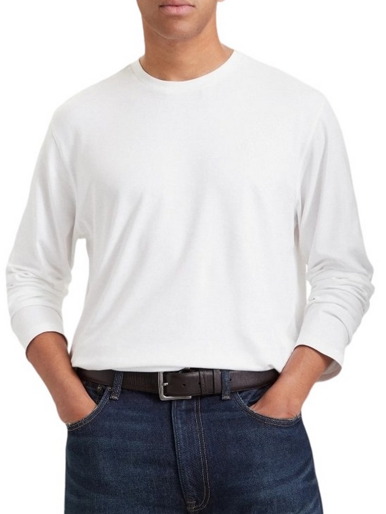 CALVIN KLEIN SUPIMA INTERLOCK SOLID CREWNECK ΜΠΛΟΥΖΑ ΜΑΚΡΥΜΑΝΙΚΗ ΑΝΔΡΙΚΗ BRIGHT WHITE