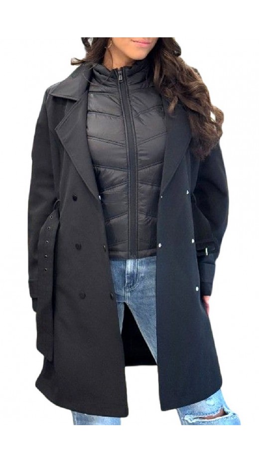 GUESS DILETTA 2 IN 1 TRENCH ΚΑΜΠΑΡΝΤΙΝΑ ΓΥΝΑΙΚΕΙΑ BLACK