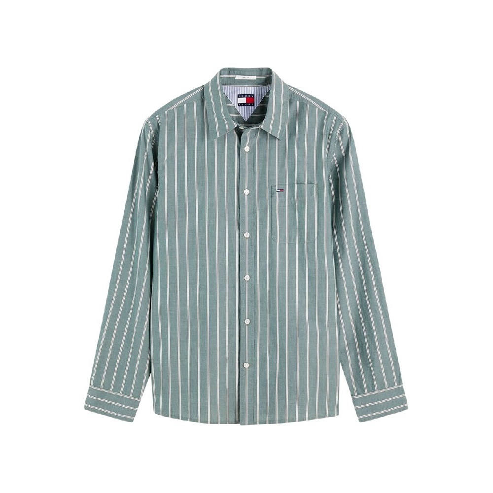 TOMMY JEANS REG POPLIN PATTERN SHIRT ΠΟΥΚΑΜΙΣΟ ΑΝΔΡΙΚΟ GREEN