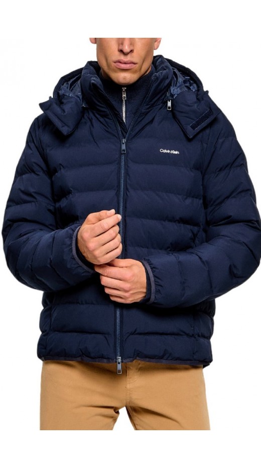 CALVIN KLEIN LTWT NYLON HOODED PUFFER JKT ΜΠΟΥΦΑΝ ΑΝΔΡΙΚΟ NAVY