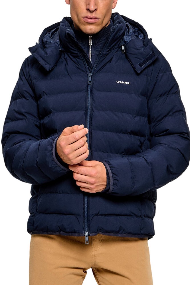 CALVIN KLEIN LTWT NYLON HOODED PUFFER JKT ΜΠΟΥΦΑΝ ΑΝΔΡΙΚΟ NAVY