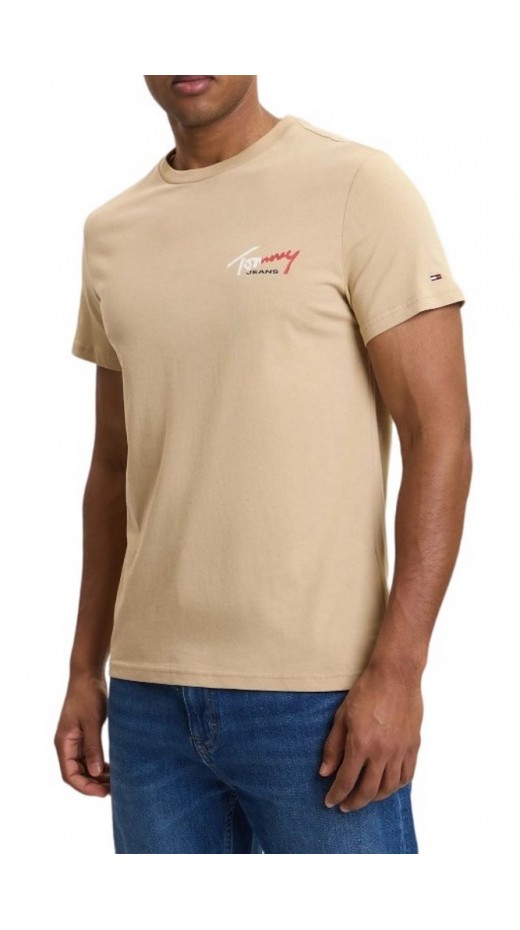 TOMMY JEANS REG SIGN SHIFT TEE EXT T-SHIRT ΜΠΛΟΥΖΑ ΑΝΔΡΙΚΗ BEIGE