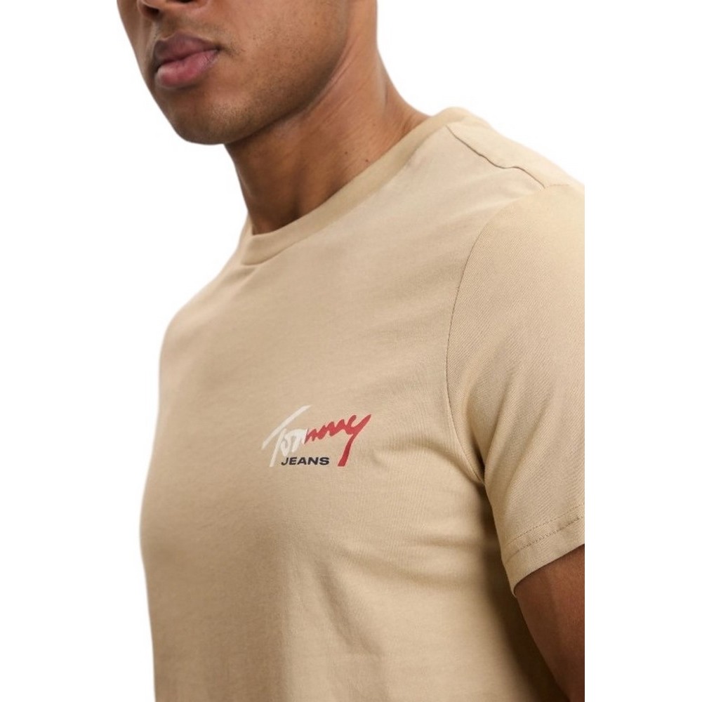 TOMMY JEANS REG SIGN SHIFT TEE EXT T-SHIRT ΜΠΛΟΥΖΑ ΑΝΔΡΙΚΗ BEIGE