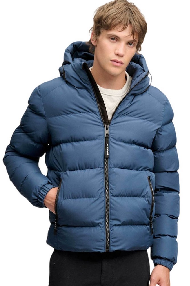 SUPERDRY HOODED SPORTS PUFFER JACKET ΜΠΟΥΦΑΝ ΑΝΔΡΙΚΟ BLUE