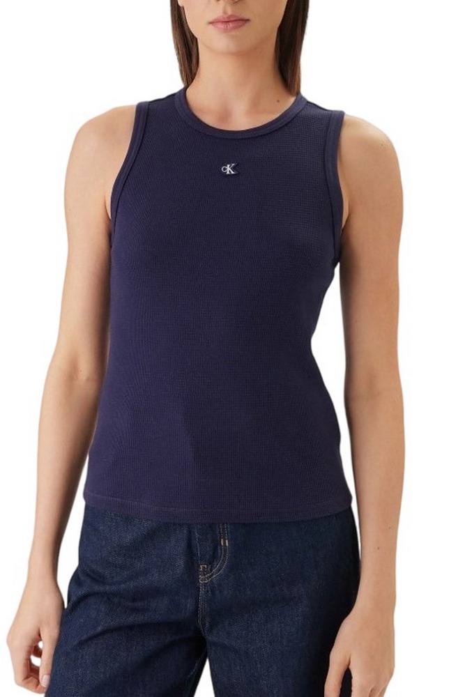 CALVIN KLEIN JEANS SL MONOGRAM PATCH WAFFLE RACER ΤΟΠ ΓΥΝΑΙΚΕΙΟ DARK BLUE