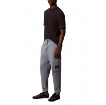 CALVIN KLEIN JEANS EU 350TERRY BADGE JOGGER ΦΟΡΜΑ ΠΑΝΤΕΛΟΝΙ ΑΝΔΡΙΚΟ STEEL GRAY