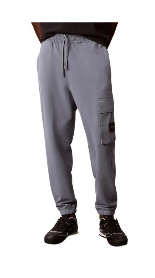 CALVIN KLEIN JEANS EU 350TERRY BADGE JOGGER ΦΟΡΜΑ ΠΑΝΤΕΛΟΝΙ ΑΝΔΡΙΚΟ STEEL GRAY