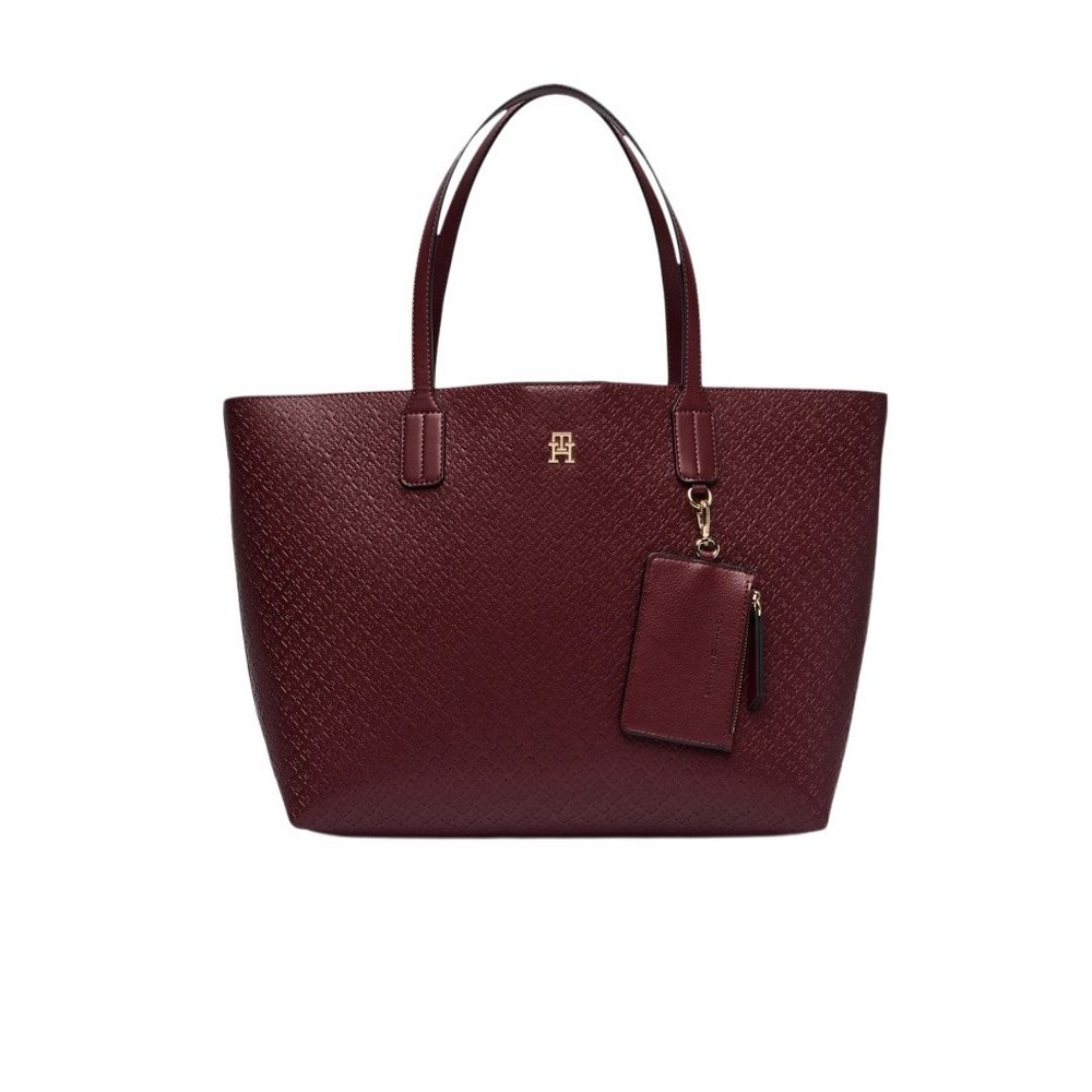 TOMMY HILFIGER ICON TOTE MONO ΤΣΑΝΤΑ ΓΥΝΑΙΚΕΙΑ BORDEAUX